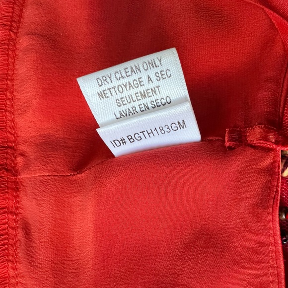 BCBGMaxAzria Red Orange Halter Neck Silk Top Shirt Size L Large - Picture 8 of 14